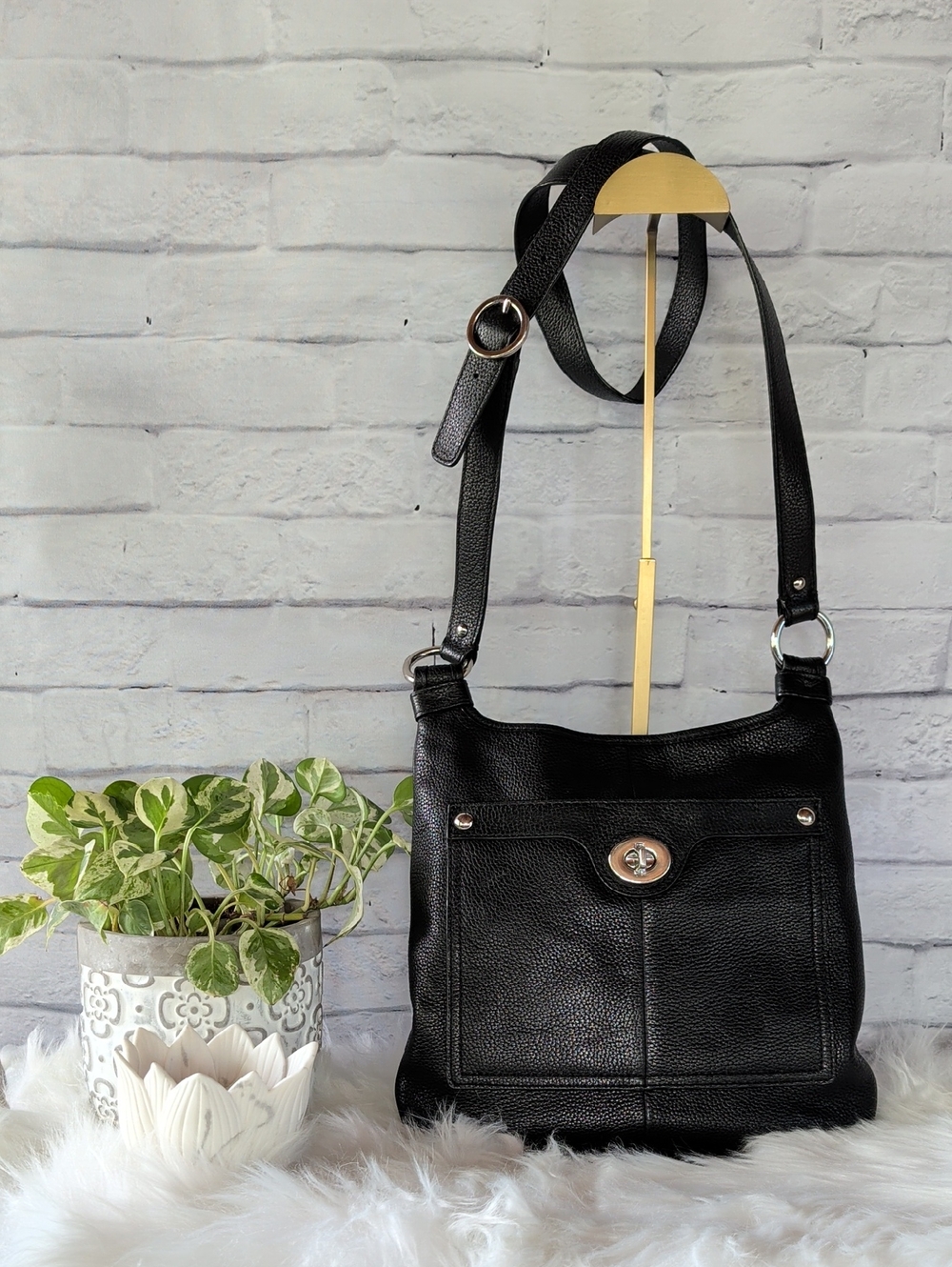Coach Black Pebbled Leather Crossbody Bag